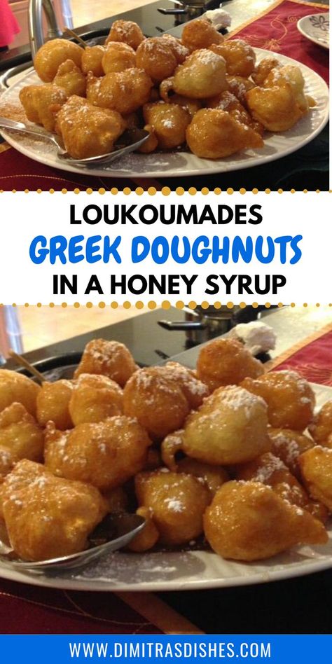 Loukoumades Recipe Easy, Greek Donuts Recipes, Greek Deserts, Greek Meals, Greek Donuts, Fictional Food, Dimitras Dishes, Greek Dessert, Greek Diet