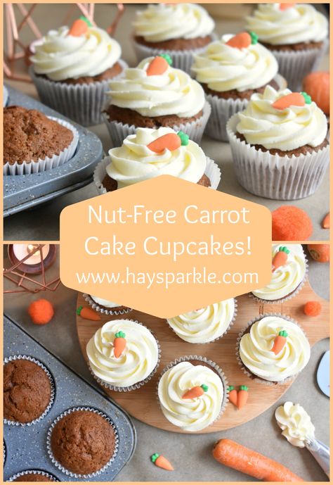 Carrot Cake Nut Free, Nut Free Carrot Cake Recipe, Nut Free Cupcakes, Nut Free Carrot Cake, Best Carrot Cupcake Recipe, Carrot Cupcake Recipe, All Things Girly, Box Lunches, Thanksgiving 2023