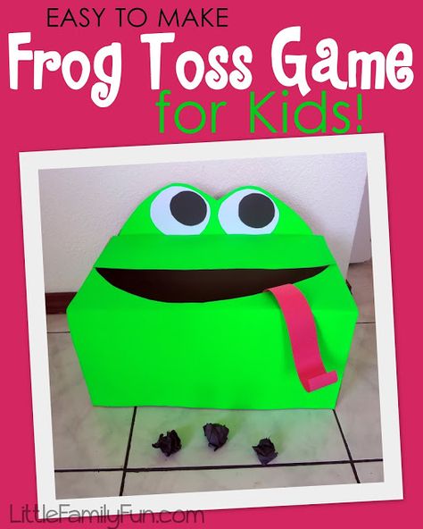 Little Family Fun: Frog Toss Game for kids! Frog Snacks For Preschool, Frog Snacks, Frogs Preschool, Church Playground, Frog Activities, Frog Games, Frog Birthday Party, Frog Birthday, Reptile Party