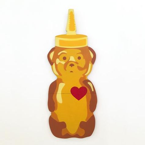 Love Bear Honey Bear Bottle, Bear Bottle, Box Painting, Background Pastel, Bottle Drawing, Bear Drawing, Honey Bear, Love Bear, Picture Hanging