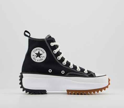 Runstar Hike Converse, Converse Runstar Hike, Runstar Hike, Hike Converse, Black White Converse, Converse Run Star Hike Platform, Black And White Converse, Black High Top Sneakers, Roller Shoes