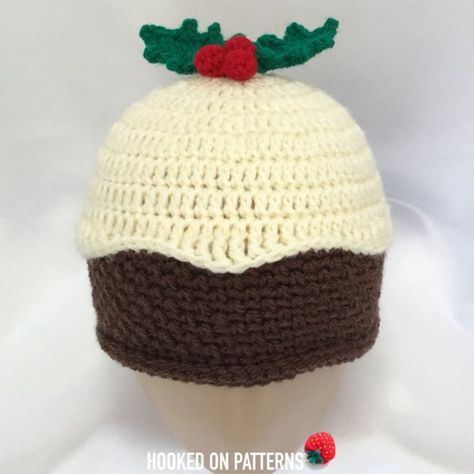 A fun free crochet pattern to make a festive beanie hat. Keep warm and spread festive cheer with this novelty hat design.There are 10 sizes included in the pattern, from Newborn up to Adult XL, so everyone can join in the celebrations! Beanie Hat Crochet Pattern, Beanie Hat Crochet, Xmas Crochet, Crochet Christmas Hats, Crochet Applique Patterns Free, Christmas Crochet Patterns Free, Beanie Hat Pattern, Hat Patterns Free, Hat Crochet Pattern