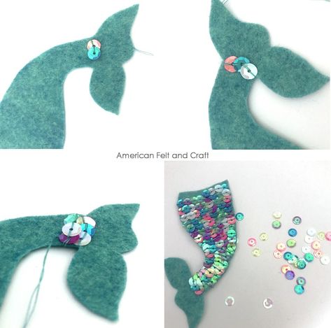 Mermaid Felt Patterns, Felt Mermaid Ornament, Summer Felt Crafts, Felt Ornaments Patterns Free, Mermaid Tail Craft, Felt Christmas Ornament Patterns, Mermaid Felt, Felt Mermaid, Mermaid Craft