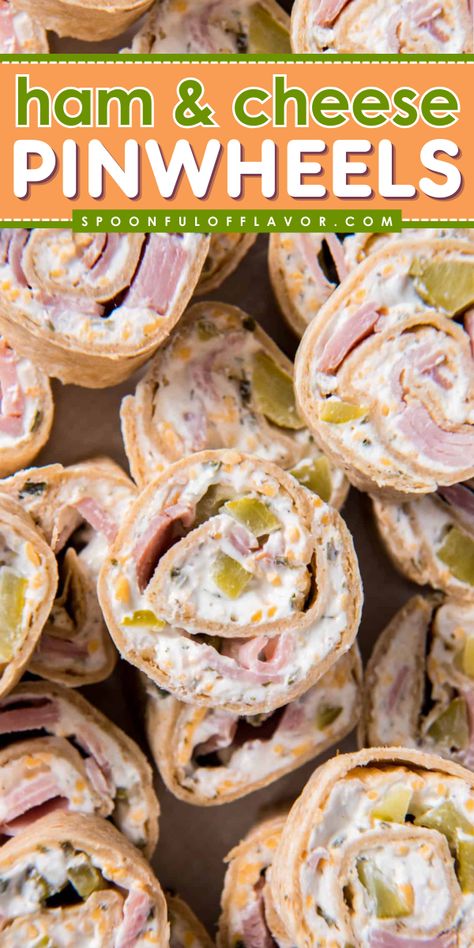 Try this quick and easy ham and cheese pinwheels recipe for a simple tailgating recipe! Homemade ranch cream cheese spread, ham and cheese are the main ingredients of this best football appetizer! It is creamy and tasty. Try to cook this ham and cheese pinwheel soon! Ham Pinwheels Cream Cheese, Cold Recipes, Ham And Cheese Pinwheels, Cheese Pinwheels, Cream Cheese Spread, Fresh Snacks, Easy Sandwich Recipes, Pinwheel Recipes, Homemade Ranch