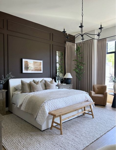 Shop Lucca Iron Chandelier and other curated products on LTK, the easiest way to shop everything from your favorite creators. Brown Accent Wall, Black And Grey Bedroom, Bedroom Color Combination, Enjoy Your Sunday, Sunday Friends, Feminine Bedroom, Bedroom Accent, Accent Wall Bedroom, Primary Bedroom