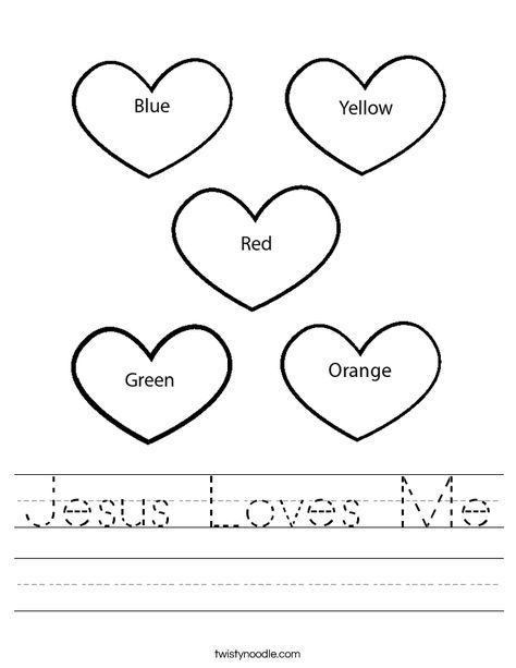 Jesus Loves Me Worksheet - Twisty Noodle God Loves Us Craft, Jesus Loves Me Craft Preschool, Jesus Heals Craft, Creation Bible Lessons, Jesus Is My Friend, Me Worksheet, Preschool Valentine, Creation Bible, Sunday School Coloring Pages