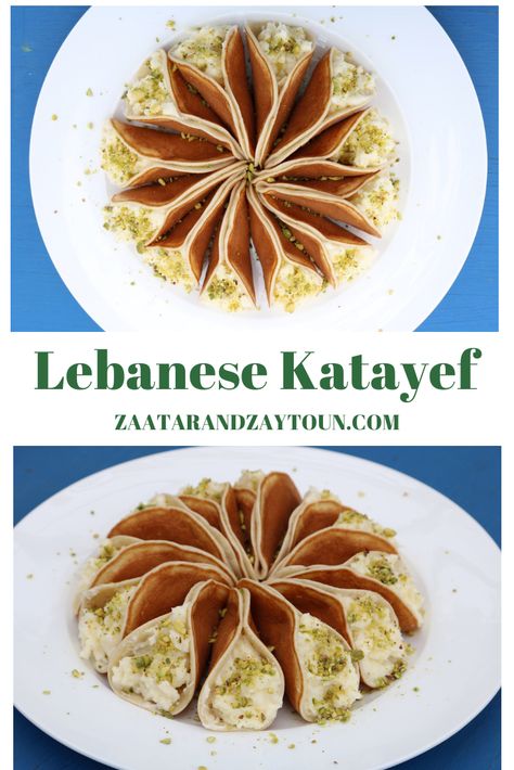 Lebanese Deserts, Katayef Recipe, Lebanese Recipes Authentic, Atayef Recipe, Lebanese Desserts Recipes, Iftar Ideas, Clotted Cream Recipes, Recipe Lebanese, Lebanese Sweets