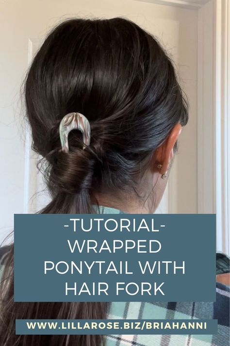 French Hair Pin Hairstyles, How To Use A Hair Fork, Hair Fork Hairstyles, Wrapped Ponytail, Classic Ponytail, French Pin, French Hair Pin, Hair Forks, Style Tutorial