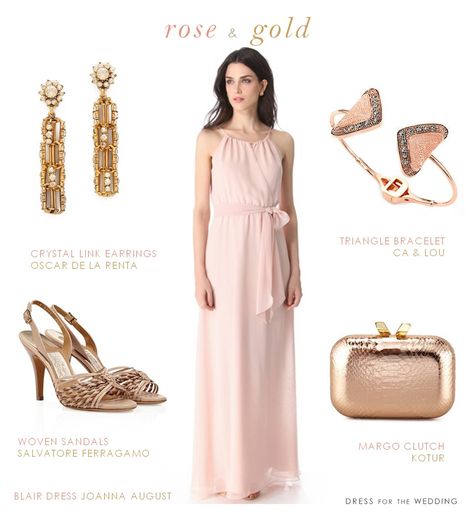 Accessories for a blush dress Blush Dress Outfit, Neon Prom Dresses, Wedding Guest Accessories, Blair Dress, Blush Pink Dress, Rose Gold Accessories, Pale Pink Dress, Sparkly Prom Dress, Rose Gold Dress