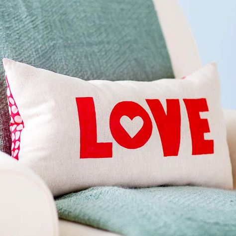 Incorporate Valentine’s Day bedding, flowers, or a garland of hearts in your bedroom décor Love Pillow, Valentines Pillows, Happy Hearts Day, The Word Love, Word Love, Handmade Valentine, Sweet Valentine, Colorful Candy, Romantic Valentine