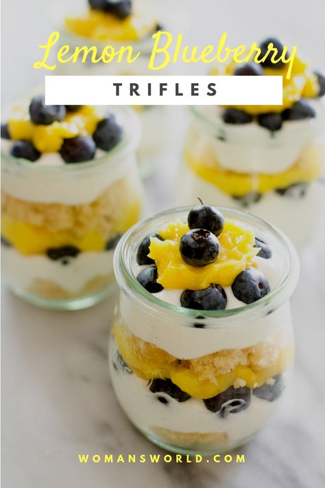 Lemon Blueberry Trifle, Lemon Trifle, Work Treats, Blueberry Trifle, Trifle Cake, Trifle Recipes, Christmas Trifle, Desserts Summer, Berry Trifle