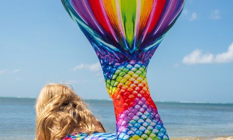 Fin Fun Mermaid Tails For Adults Exist & They Are Peak Summer Goals Rainbow Mermaid Tail, Realistic Mermaid Tails, Fin Fun Mermaid Tails, Swimmable Mermaid Tail, Girls Mermaid Tail, Mermaid Swim Tail, Realistic Mermaid, Mermaid Tails For Kids, Fin Fun Mermaid