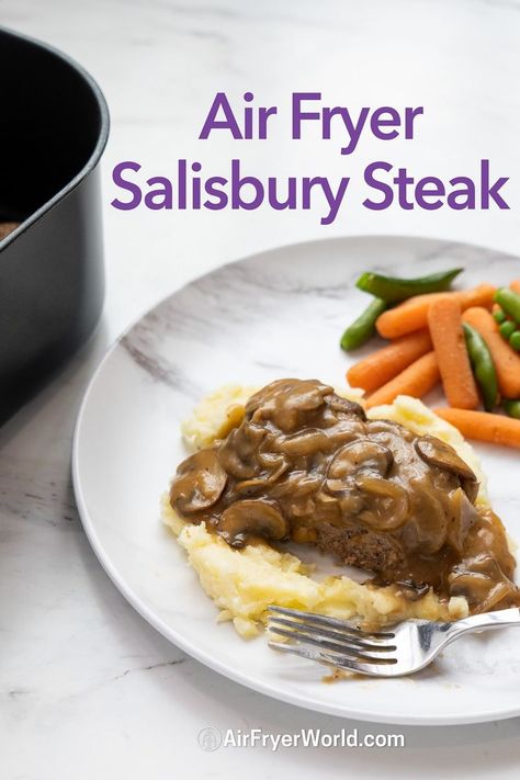 Turkey Salisbury Steak, Substitute For Bread Crumbs, Hoagie Sandwiches, Salisbury Steak Recipe, Salisbury Steak Meatballs, Baked Steak, The Best Air Fryer, Salisbury Steak Recipes, Easy Steak Recipes