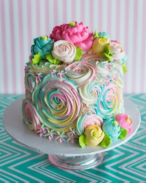 Buttercream Tips, White Flower Cake, White Flower Cake Shoppe, Colorful Cake, Mini Torte, Cupcake Decorating, Unique Birthday, Taste The Rainbow, Cake Icing