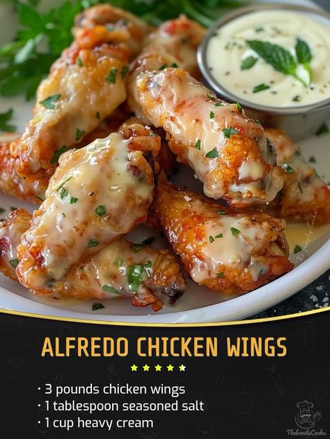 Rena Silva Alfredo Chicken Wings, Best Chicken Wing Recipe, Alfredo Chicken, Air Fryer Recipes Snacks, Kidney Friendly Foods, Kidney Friendly, Recipes Snacks, Land O Lakes, Alfredo Recipe