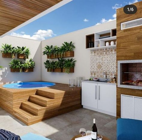 Pin de Eva Montero em Albercas em 2022 | Piscinas feitas em casa, Quintais pequenos, Jardins de casas Rooftop Terrace Design, Small Pool Design, Bilik Mandi, Exterior Wall Design, Casa Vintage, Patio Interior, Modern House Exterior Colors, Backyard Pool Designs, Terrace Design