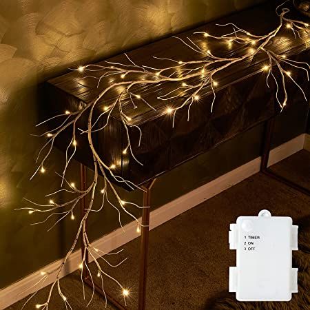 Vine Lights, Twig Garland, Winter Kitchen Decor, Rustic Garland, Garland Lights, Lighted Branches, Birch Branches, Christmas Fireplace Decor, Unique Christmas Decorations