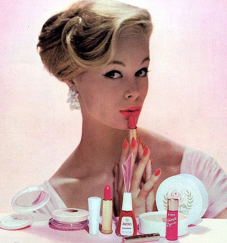 vintage ad Avon Ideas, Fashion Article, Vintage Makeup Ads, Pink Products, 1960s Hair, Midcentury Art, Sweet Charity, Makeup Ads, Avon Cosmetics