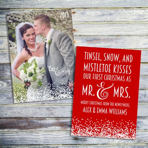 Our First Christmas As Mr. And Mrs. Card, Just Married Christmas Card, Newlywed Christmas Card, Wedd Newlywed Christmas Card, Marry Christmas Card, Wedding Christmas Card, Merry And Married, Christmas Save The Date, Holiday Engagement, Newlywed Christmas, Save The Date Designs, Christmas Chalkboard