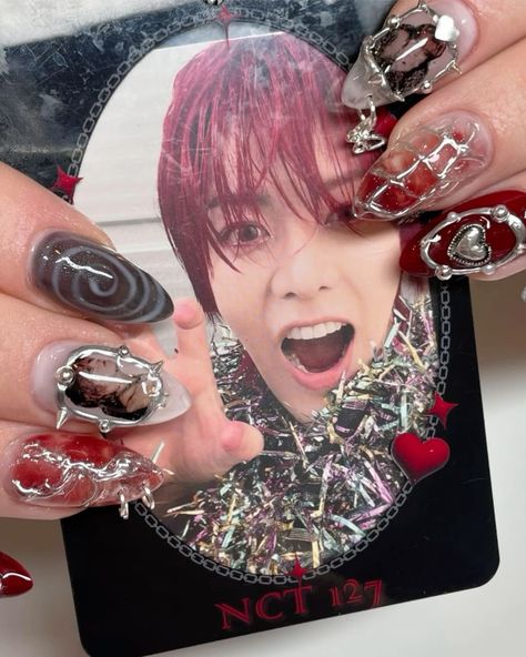 #yuta #nct #nctyuta #nct127 #kpop #nailart #nails P1harmony Nails, Nct Inspired Nails, Nct Nails Designs, Kpop Nails Designs, Kpop Nails Ideas, Bts Inspired Nails, Kpop Inspired Nails, Nct Nails, Nail Art Kpop