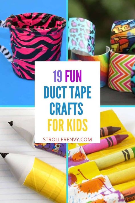 Pick up a few rolls of duct tape in fun colors and designs to make these creative DIY duct tape crafts for kids. There are so many cool ideas! Duct Tape Crafts For Kids, Duct Tape Bags, Duct Tape Flower Pens, Duct Tape Diy, Duck Tape Projects, Diy Projects For Adults, Duct Tape Projects, Duct Tape Wallet, Tape Projects