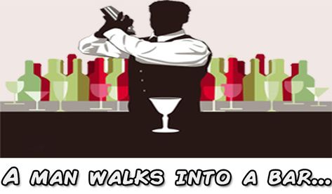 A man walks into a bar... - Funny Hours Leprechaun Girl, Female Bartender, Cocktail Pictures, Stock Icon, Night Bar, Birthday Illustration, Colorful Cocktails, Figure Drawing Reference, Logo Illustration