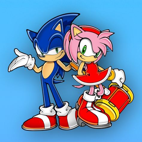 Sonic And Amy Official Art, Duo Character Poses, Amy And Sonic, Sonic Pics, Sonamy Comic, Funny Emoticons, Graphic Design Images, Sonic And Amy, Sonic 3