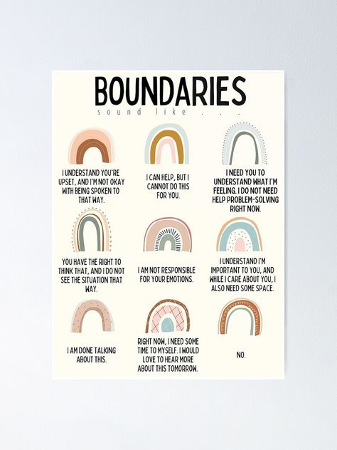 Boundaries Sound Like Poster, Boundaries Tips, Child Therapy Office, Counselor Posters, Health Chart, Mental Health Activities, Mental Health Posters, Mental Health Counselor, Therapist Office