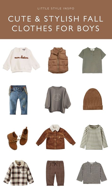 Stylish Fall Clothes for Boys | Little Style Inspo Fall Toddler Outfits Boy, Fall Outfits For Baby Boy, Boys Fall Outfits Kids, Stylish Kids Outfits Boys, Toddler Fall Outfits Boy, Toddler Boy Fall Outfits, Fall Toddler Outfits, Boy Thanksgiving Outfit, Baby Boy Fall Outfits