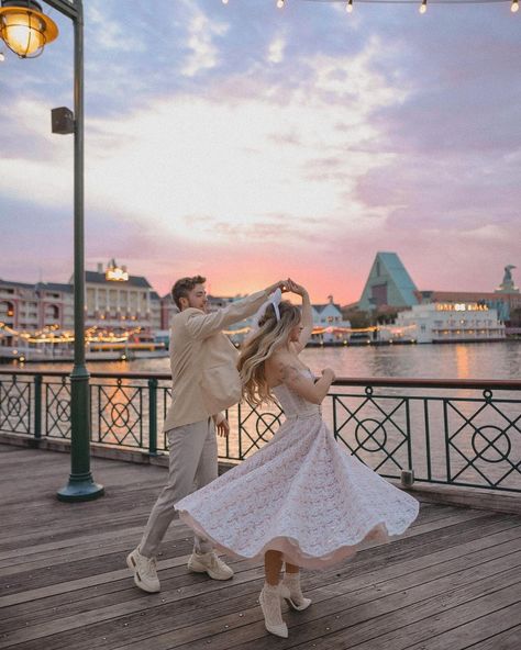 Raven Daria on Instagram: “La vie en rose one year of being engaged, time to finally announce……. WE ARE GETTING MARRIED IN FRANCE!!!!! 🇫🇷 and what a perfect place t…” Disney World Photoshoot Couple, Disney Resort Engagement Pictures, Disney Boardwalk Photography, Orlando Engagement Photos, Disney World Engagement Pictures, Disney Boardwalk Engagement Photos, Disney Engagement Photos, Disney Wedding Photos, Boardwalk Engagement Photos