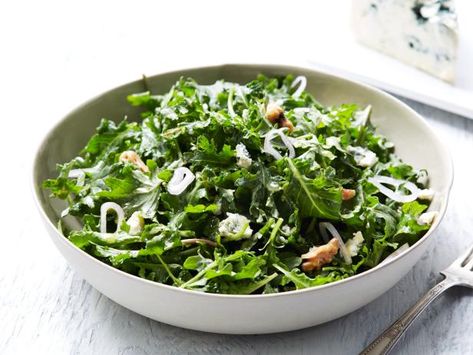 Kale Salad with Blue Cheese and Walnuts Recipe | Food Network Kitchen | Food Network Baby Kale Salad, Salad With Blue Cheese, Walnuts Recipe, Blue Cheese Salad, Walnut Recipes, Kale Recipes, Veggie Delight, Veggie Salad, Healthy Recipies