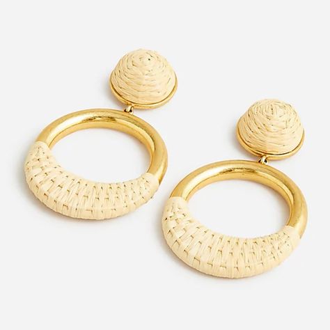 J Crew Faux-Raffia-Wrapped Hoop Earrings, Nwt, 2 1/2”L, Natural, Gold-Plated Brass Casting, Gold-Plated Brass Tube Acrylic Cab Acetate, Faux Raffia, Hypoallergenic, Titanium Posts, Plated Butterfly Clutches Wrapped Hoop Earrings, Bridal Statement Earrings, Formal Earrings, Brass Tube, Crystal Teardrop Earrings, Freshwater Pearl Drop Earrings, Ivory Earrings, Tassel Drop Earrings, Statement Drop Earrings