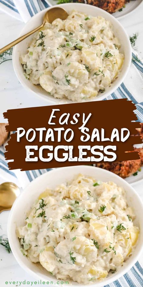 Enjoy an easy potato salad that is a New York deli style potato salad made with a creamy dressing. No eggs, just simple ingredients for a delicious potato salad. A gread side salad to serve for pot lucks, family dinners, tailgating. Mustard Potato Salad No Eggs, Homemade Potato Salad Without Eggs, Potato Salad Recipe Easy No Eggs, Easy Creamy Potato Salad, Super Easy Potatoe Salad, Potato Salad With Mayonnaise, Potato Salad With No Eggs, Best Easy Potato Salad, Quick Easy Potato Salad