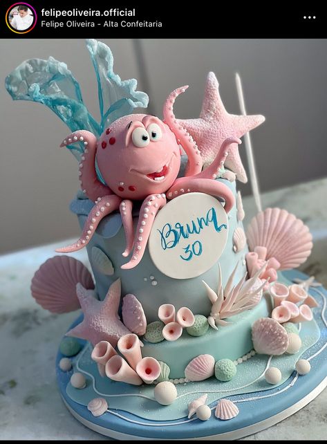 Octopus Birthday Cake, Cake Shark, Octopus Birthday, Octopus Cake, Decorating Books, Cake Decorating Books, Food Decorating, Chic Tattoo, Shark Cake