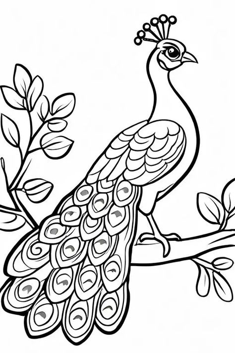 Peacock Coloring Page 2 for Kids Peacock Drawing Simple, Peacock Coloring Pages, Peacock Drawing, Coloring Books For Kids, Peacock Feather Tattoo, Peacock Pictures, Owl Coloring Pages, Cartoon Coloring, Printables Free Kids