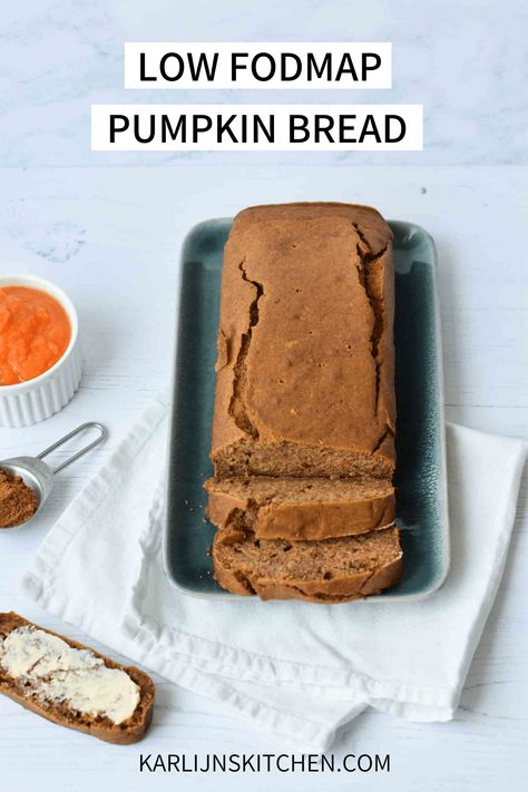 Fodmap Cake, Fodmap Sweets, Low Fodmap Pumpkin, Gluten Free Pumpkin Bread Recipe, Fodmap Baking, Fodmap Desserts, Fodmap Recipes Dinner, Low Fodmap Recipes Dinner, Low Fodmap Snacks