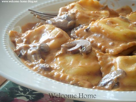 Welcome Home Blog: Chicken Ravioli in Mushroom Marsala Cream Mushroom Marsala, Chicken Ravioli, Marsala Sauce, Mushroom Ravioli, Ravioli Recipe, Pasta Maker, Homemade Pasta, Italian Dishes, Fun Cooking