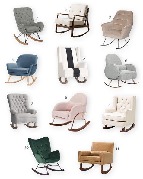 Nursery rocking chairs for every budget Nursery Rocking Chairs, Gender Neutral Nursery Design, Neutral Nurseries, Nursery Rocker, Nursery Interior Design, Wooden Rocking Chairs, Rocking Chair Nursery, Nursery Chair, Beautiful Nursery