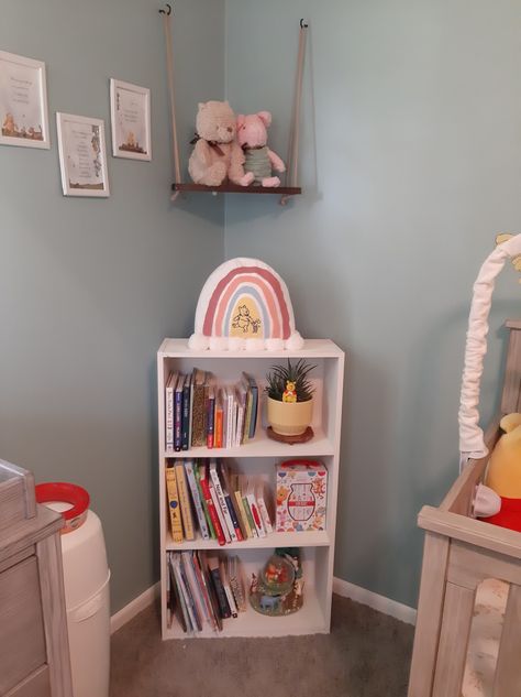 Bookshelf Pooh Nursery, Winnie The Pooh Nursery, Changing Table, Corner Bookcase, Baby Nursery, Bookshelves, Winnie The Pooh, Bookcase, Nursery