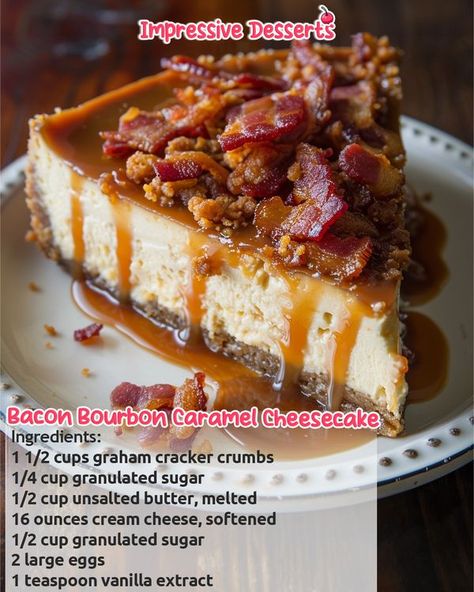 Maple Bourbon Cheesecake, Bacon Bourbon Caramel Cheesecake, Rum Cheesecake Recipe, Maple Bacon Cheesecake, Carmel Cheesecake, Bourbon Cheesecake, Bacon Cheesecake, Bourbon Caramel, Bourbon Caramels