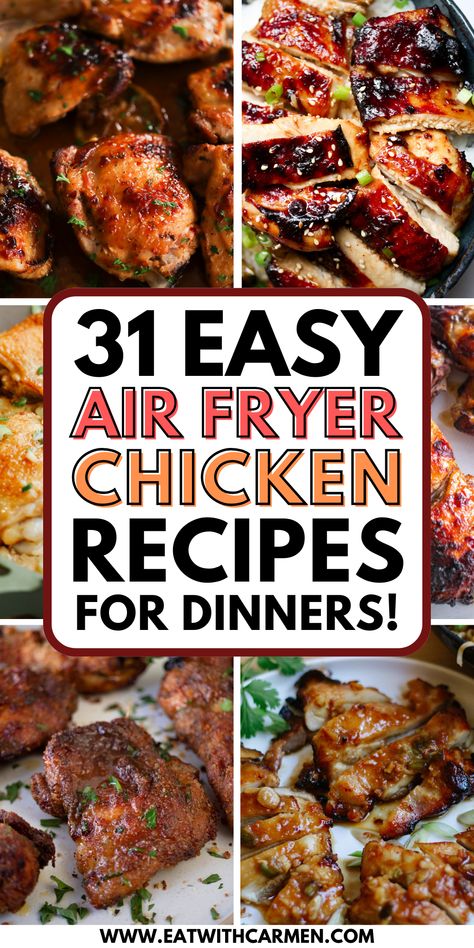 air fryer chicken recipes collage Air Fryer Recipes Easy Dinner Chicken, Chicken In Air Fryer Recipes Boneless, Air Fryer Recipes Chicken Boneless, Boneless Skinless Chicken Thigh Recipes Air Fryer Recipes, Air Fryer Chicken Recipes Healthy, Air Fryer Boneless Skinless Chicken Breast Recipes Easy, Chicken Breast Recipes In Air Fryer, Boneless Chicken Breast Recipes Airfryer, Easy Air Fryer Chicken Recipes