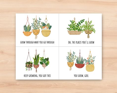 Plant Pun Printable Cards, Plant Friend Appreciation Card, Plant Lover Card, Keep Growing, You Grow Girl, Love Card, Funny Plant Postcard Plant Puns Funny, Plant Birthday Card, Friend Appreciation, Plant Cards, Plant Puns, Cute Puns, Pun Card, Keep Growing, Plant Tags