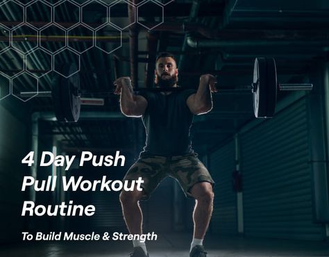 The four day push-pull workout split is a widely popular and effective muscle building routine that allows lifters to train a muscle more frequently, 4 Day Push Pull Workout Routine, Pull Workout Routine, Push Pull Workout Routine, Barbell Workout Routine, Barbell Good Morning, Push Pull Legs Workout, 4 Day Workout, Push Day Workout, Weight Lifting Program