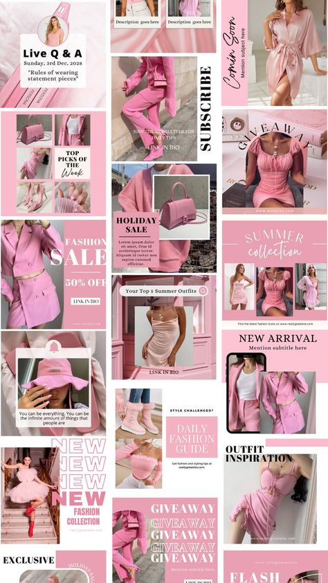 Pink Vibes Only, Pink Instagram Post, Instagram Small Business, Canva Instagram Templates, Instagram Branding Design, Instagram Branding, Branding Mood Board, Pink Instagram, Pink Vibes