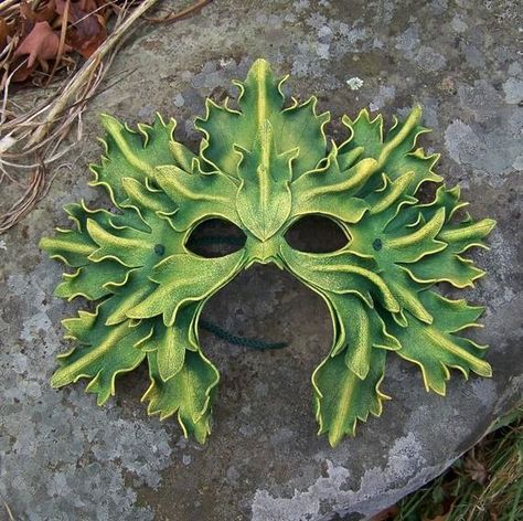 MASK  Greenman Greenman Mask, Fantasy Carnival, Venetian Masks, Leather Mask, Carnival Masks, Masks Art, Beltane, Masks Masquerade, Oak Leaf