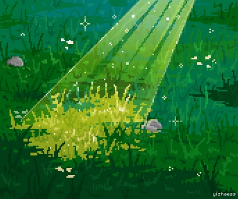 #pixelart Pixel Nature, Grass Field Drawing, Pixel Art Notion, Grass Pixel Art, Pokemon Grass Wallpaper Pixel, Pixel Grass Background, Pond Pixel Art, Pixel Nature Wallpaper, Pixel Art Bush