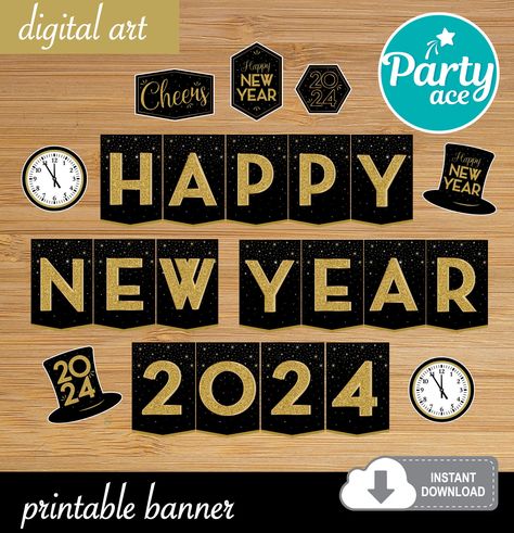 Avengers Birthday Party Decorations, 2024 Banner, New Year Eve Party, Bottle Labels Printable, Avenger Birthday Party, Happy New Year Banner, Cheer Party, New Year Banner, Avengers Birthday