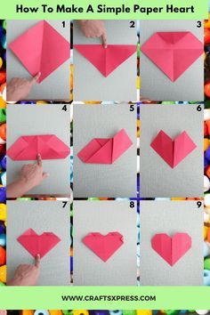 How To Make A Simple Paper Heart In Just 5 minutes How To Fold Paper Hearts, Paper Heart Card Diy, Paper Rings Origami Heart, How To Make A Heart Ring Out Of Paper, How To Make A Heart Letter, Heart Shaped Paper Crafts, How To Make A Paper Envelope Easy, How To Make A Heart Out Of A Sticky Note, Sticky Note Origami Heart