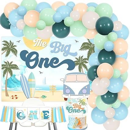 kreat4joy The Big One Surf Birthday Decorations Boy, Surf 1st Birthday Decorations, Balloon Arch with the Big One Backdrop One High Chair Banner Cake Topper for Surfing Summer Beach Boy 1st Birthday, Balloons - Amazon Canada Surf 1st Birthday, The Big One Surf Birthday, 1st Birthday Decorations Boy, Surf Birthday, Beach Boy, Amazon Canada, 1st Birthday Decorations, Cake Banner Topper, Pool Birthday Party