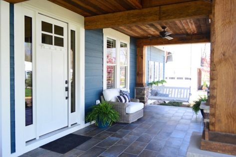 Our Showhouse | Young House Love Porch Tile, Young House, Front Porch Design, Young House Love, Porch Flooring, Beautiful Outdoor Spaces, The Tile Shop, Porch Design, Front Entrances